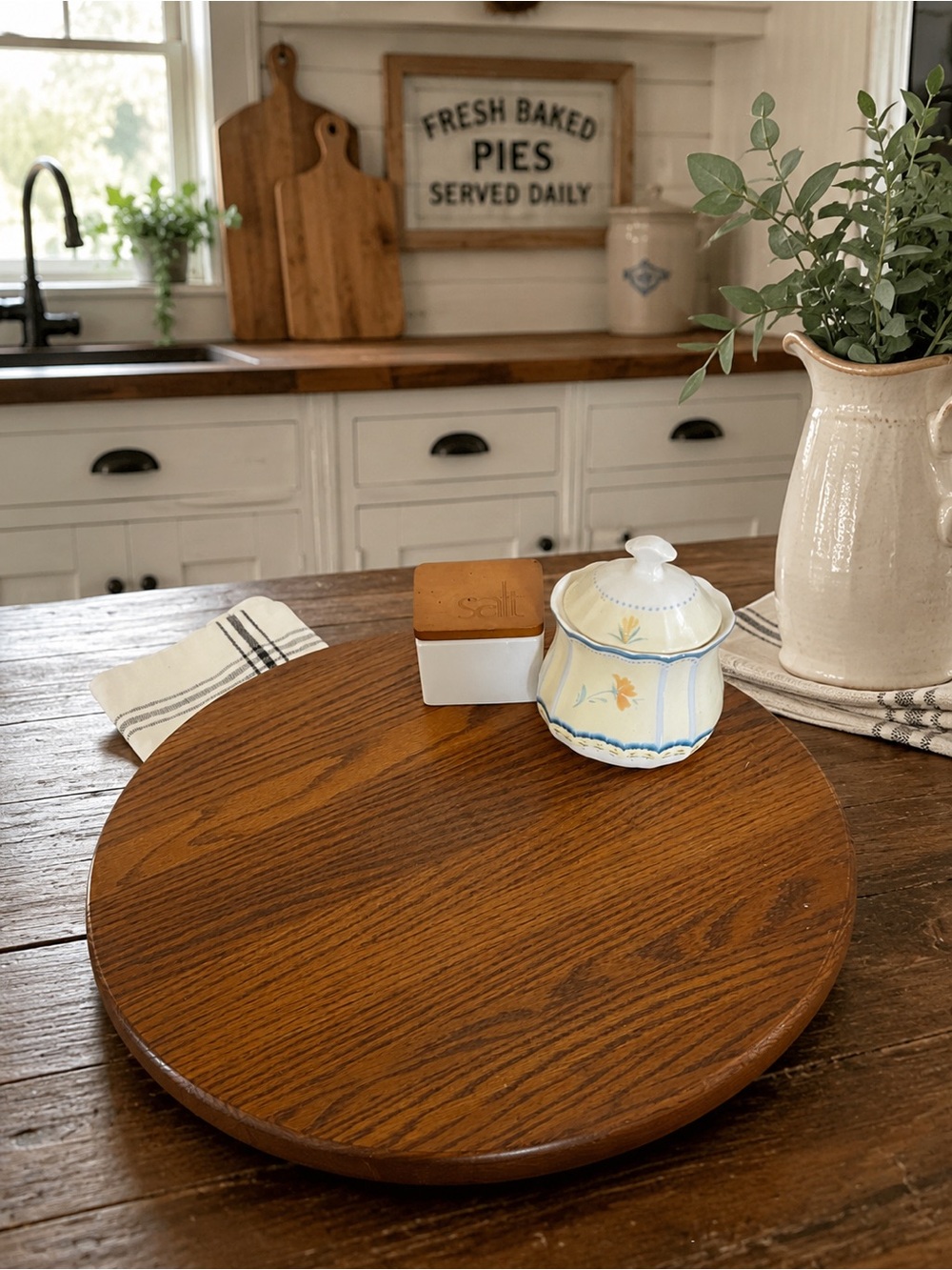Vintage Oak Lazy Suzan 18 inches Diameter